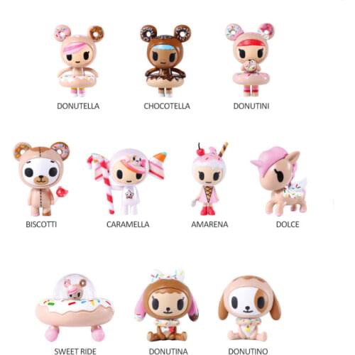 Original Tokidoki Toy Donut Family 1nd Generation Blind Box Action Figure Cute Animal Collections Doll Girl Gift