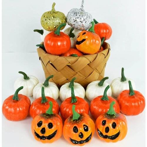 4pcs Mini Artificial Pumpkin Simulation Foam Fruits Vegetables Deskdrop Ornaments Halloween Decoration Wedding Party Photo Props