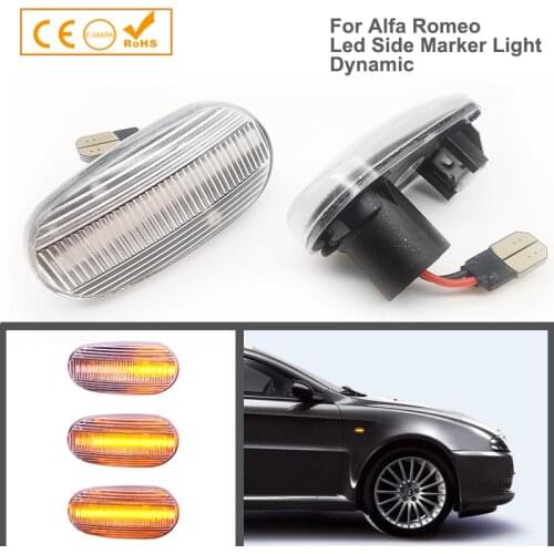 2Pcs Dynamic Amber LED Side Marker Light Front Fender Turn Signal Lamps For Alfa Romeo 147 GT 937 Mito 955 Fiat Bravo MK2 198