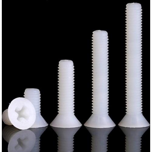 M2.5 M3 M4 M5 M6 M8 GB819 White Nylon Flat Cross Recessed Head Screws Plastic Phillips Screw bolt