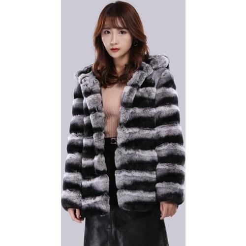 Rex rabbit fur blue purple blue fur coat with hood Rex rabbit imitation chinchilla customized various styles
