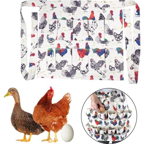 12 Pockets Cute Rooster Print apron Egg Collection Apron Farmhouse Chicken Duck Goose egg Gathering Apron