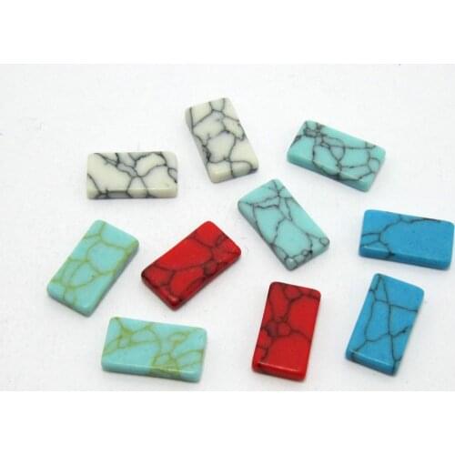 Polygonal stone 10X6mm mixed color rectangular flat turquoise stone
