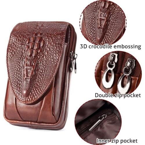 Real Cowhide Mens Waist Bag Cell Mobile Phone Case Purse Casual High Quality Genuine Leather Men Hip Bum Belt Purse Fanny Pack