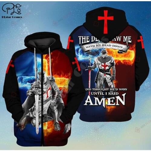 PLstar Cosmos 3d Printed Cross Knights Templar Jesus Armor Men/Women Harajuku Streetwear Funny Hoodies/Sweatshirt/Jacket 01