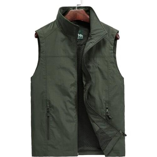 Summer Men Vest Casual Mesh Liner Breathable Autumn Vest Men Photography Fishing Waistcoat Men Plus Size M-5XL