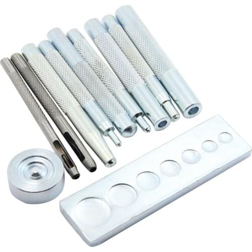 11 PCS Leathercraft Tool Punch Snap Kit Rivet Setter with Base for Punch Hole and Installation Rivet Fastener Button Accessories