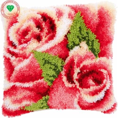 Latch hook kits Pillowcase Flowers diy pillowcase embroidery DIY Needlework Embroidery Set Home Decoration cross-stitch thread