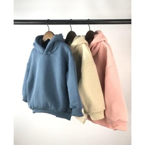 5484 Autumn 2020 Children Hooded Pullovers All Match Boys Sweatershirts 3 Colors Baby Girls Comfortable Hoodies with Fleece