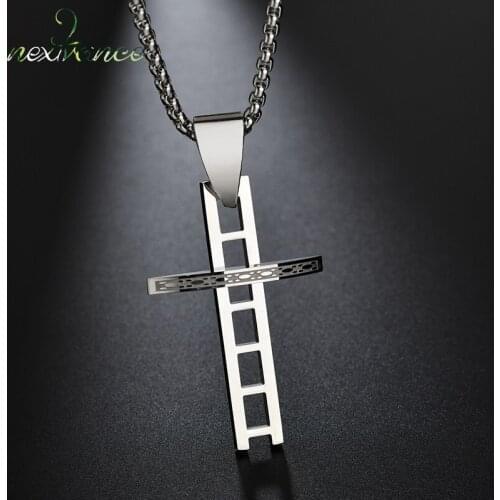 Nextvance Stainless Steel Hollow Cross Pendants Necklace Religious Christian Pray Amulet Necklaces For Protection Jewelry