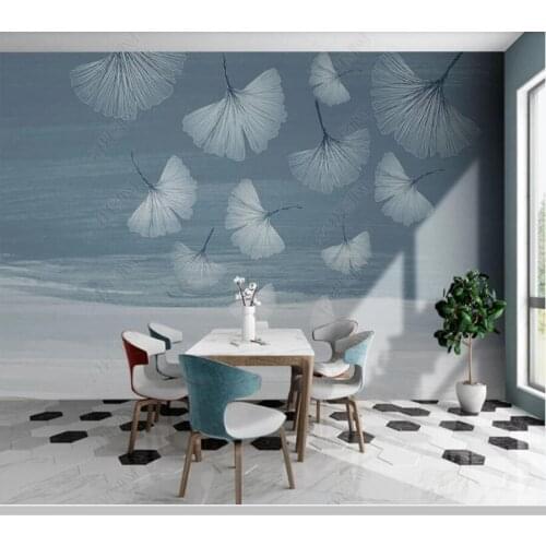 Papel de parede Modern abstract plant leaves ginkgo biloba wallpaper mural,living room tv wall bedroom wall papers home decor