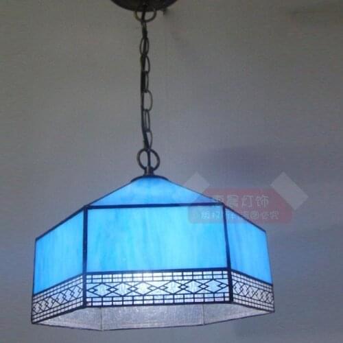 Light Mediterranean Blue Glass restaurant Pendant Lights light American Bar living room creative Mongolia package DF137