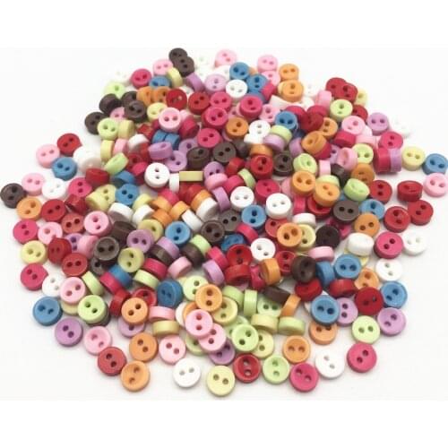 1000pcs 6mm Mixed Round Bowl Mini Doll Clothing Button 2-Holes Flatback Buttons DIY Handmade Sewing Scrapbooking Accessories