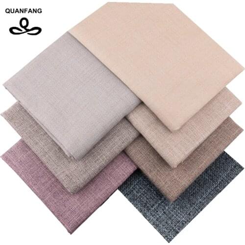 QUANFANG 7pcs/lot Solid Color Linen Fabric For Patchwork Pillow Sofa For Sewing Quilting Cloth Crafts Materials Tissue 40cmx45cm
