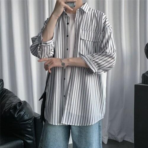 New Black Woman White Striped Men Shirts 2021 Fashion Harajuku Casual Hip Hop Shirt Tops Streetwear Male Oversized Clothes M-5XL