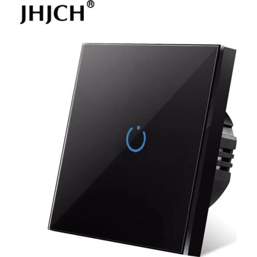 JHJCH touch switch, EU standard, white crystal, glass panel, touch switch, Ac220v, 1 set, 1 way, wall light, wall touch screen