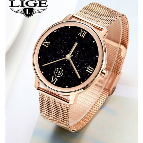 LIGE New Luxury Women Smart Watch Heart Rate Blood Pressure Call Reminder Custom Watch Face Sport Waterproof Fashion Smartwatch