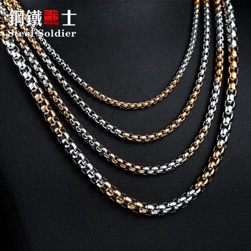 Steel soldier pearl necklace chain 2.5MM/3.5MM/4.5MM/5.5MM W 316L Stainless Steel pearl Pendant Match Sweet Chain For Man Woman