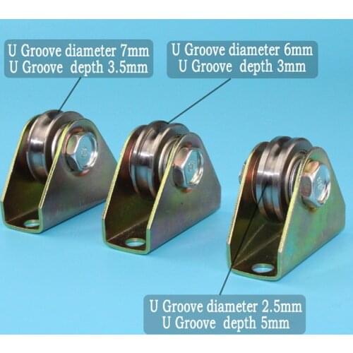 Steel rope, nylon rope transmission wheel, round steel track wheel, Bearing roller U groove. 4pcs/lot