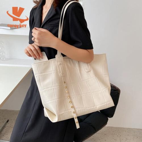 CAREY KAY Women Large Capacity Tote Bags High Quality PU Leather Handbags Female Retro Purse Shoulder Bags Luxury Designer Bags