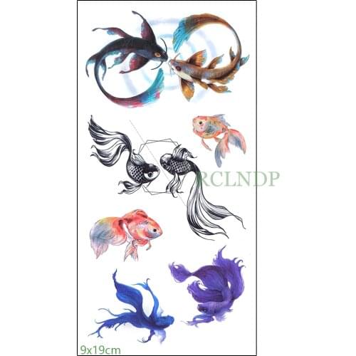 Waterproof Temporary Tattoo Sticker Goldfish Fake Tatto Swimming Fish Flash Tatoo Foot Hand Arm Neck for Girl Women Men