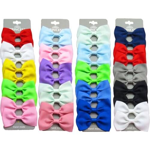 10 PCS/LOT Grosgrain Ribbon Solid Bow With Clip For Cute Baby Girls Colorful Hair Clips Hairpins Barrettes Kids Hair Accessories