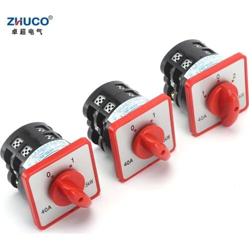 ZHUCO HZ5D-40/7.5 L02 L03 M04 7.5KW 40A 2 Poles Multipolar Combination Motor Circuit Universal Changeover Rotary Cam Switch