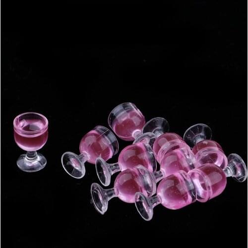 10 Pieces 1/12 Dollhouse Miniatures Wine Glasses Goblet Bedroom Fairy Garden