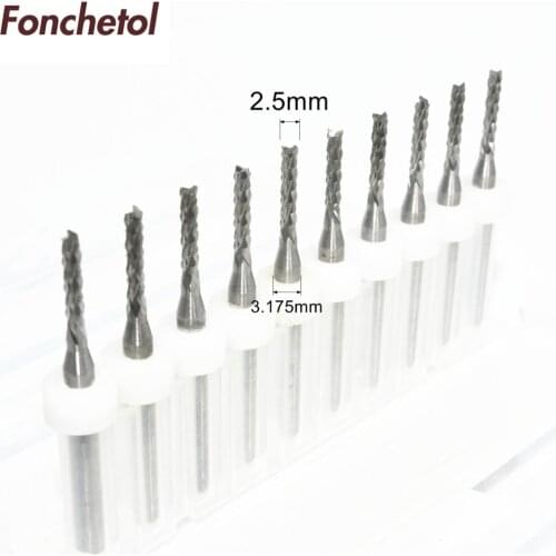 2.5mm-10pcs CNC computer engraving machine solid carbide PCB End Mill,Printed Circuit Board cutter,Corn milling cutter