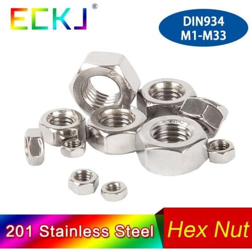 201 Stainless Steel Hex Hexagon Nut M1 M2 M3 M4 M5 M6 M8 M10 M12 M16 M20 M24 M27 M30 M33 All Kinds of Size