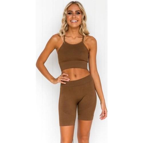 2021 Huanwei Wholesale Custom Womens Tracksuit Nylon Yoga Seamless Activewear High Waist Shorts Set Sports Bra Suit