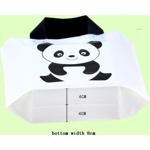 28x20cm with 8cm Cartoon panda scrub plastic bag with handle clothing store toys gift packaging plastic bag children gift bag