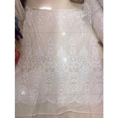 SYJ-6111 African lace fabric High Quality Tulle French Lace Fabric With sequins