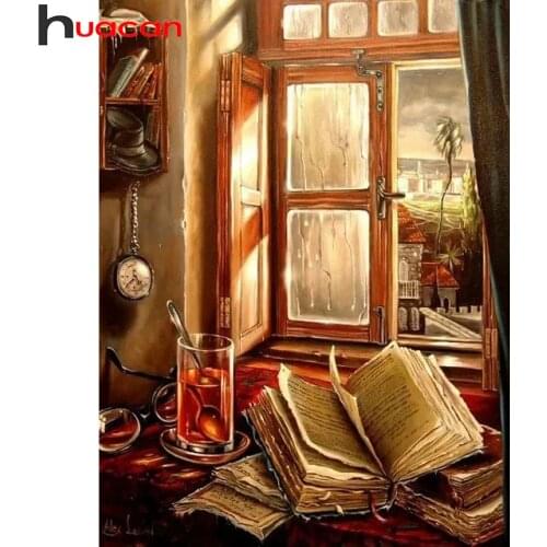 Huacan Diamond Painting Full Window Scenery Mosaic Book Embroidery Landscape Home Decor Diamond Pictures