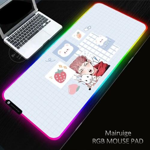 Anime Jujutsu Kaisen RGB Large Gaming 900x400/350X600MM Cute Girly Mouse Pad LED Lighting XXL Mousepad Gamer Computer Desk Mat