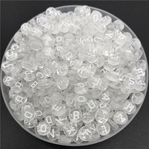100pcs 7mm Letter Beads White Mix Oval Shape 26 Alphabet Charms DIY Beads For Bracelet Necklace Jewelry Making