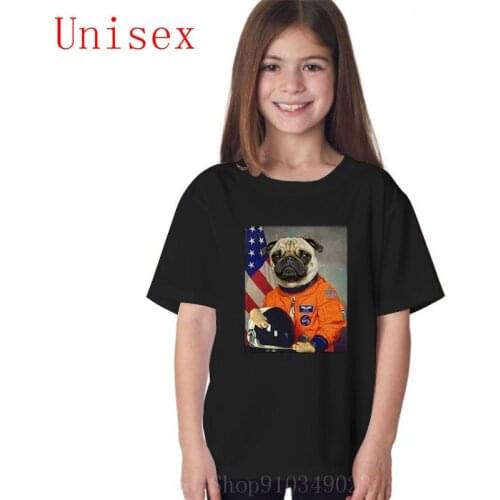 Childrens clothes t-shirt Astronaut pug spaceX print kids boy Tshirt Cute Printed Top girl Harajuku Graphic O-Neck Aesthetics