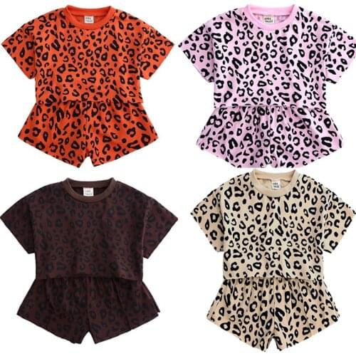 Kids Baby children Leopard clothes set Girl summer clothes girls 2 piece set Girls' suits boutique outfits