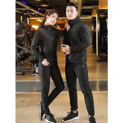 Mens Womens Sweat Suit Sauna Exercise Gym Suit Fitness, Weight Loss, Anti Rip Hooded Slim Tracksuits Tops Bottom Jacket