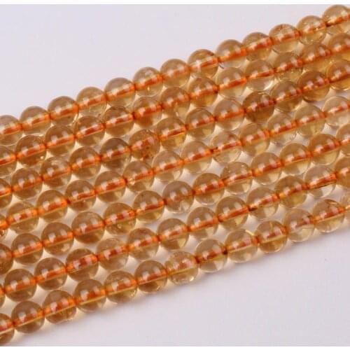5mm Natural Citrine Gemstone Yellow Quartz Crystal AA Round Beads Accessories for Necklace Bracelet Earring DIY Jewerly Making