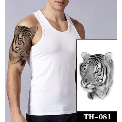 Tiger Head Cool Temporary Tattoo Sticker Fashion Waterproof Animal Body Art Arm Fake Realistic Tatoo Men Women Personality