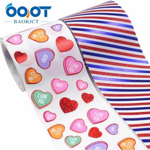 3”2yards'Love stripes Grosgrain Ribbon Ribbons ForHair Bows Ribbon For Gift Wrapping Ribbon for crafts ,L-20114-47