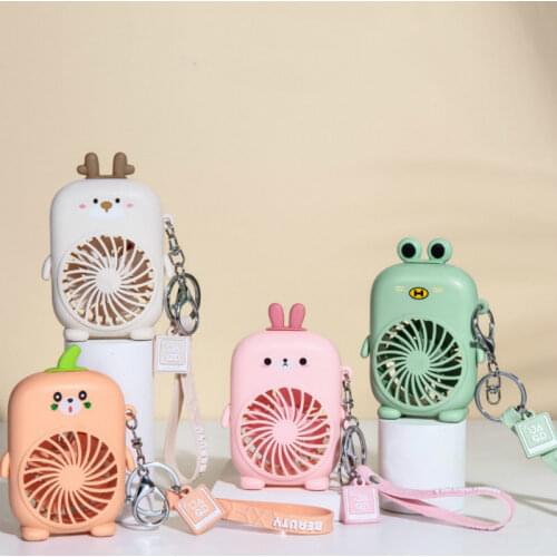 USB Mini Portable Fans Summer Student Small Fan Charging Rope Key Chain Portable Cute Cartoon Fan