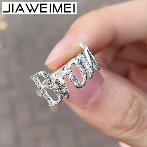 Bling Fashion Women Jewerly Ring Custom Name Plate Personalized Solid Silver 925