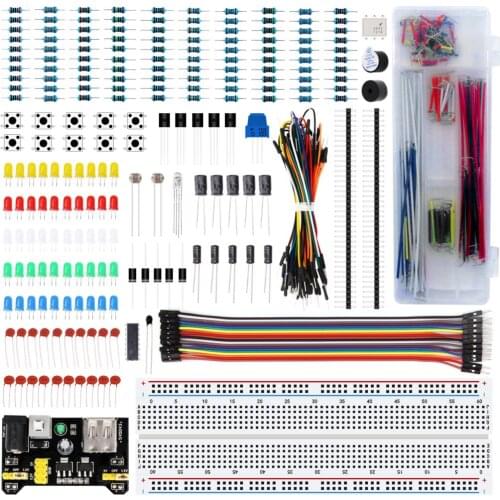 10set/lot Electronics fun Kit Power Supply Module, Jumper Wire, Precision Potentiometer, 830 tie-points Breadboard for Arduino