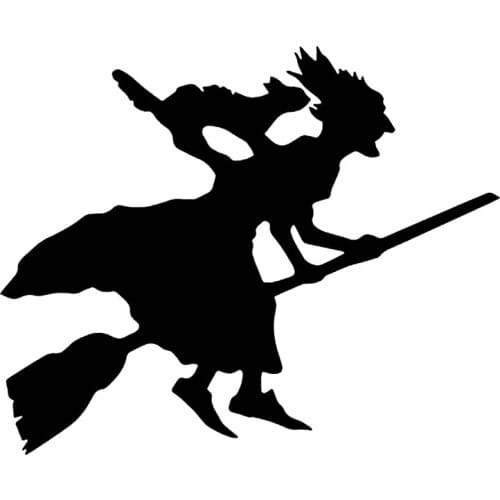 S51631 Car Stickers Vinyl Decal Halloween Witch Flying On Broom V4 Motorcycle Decorative Accessories Waterproof Decor