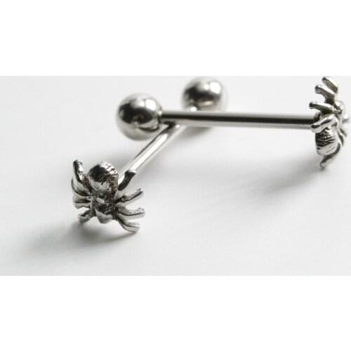 Trendy Creativity Punk Animal Spider Tongue Nail Medical Titanium Steel Human Tongue Puncture Fatigue Tongue Nail for Men Women