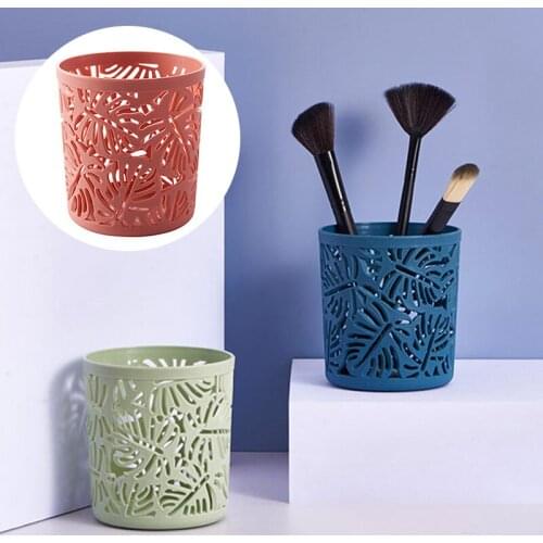 Hollow Rose Flower Design Cylinder Pen Pencil Pot Holder Storage Pen Case Office Stationary Supplies