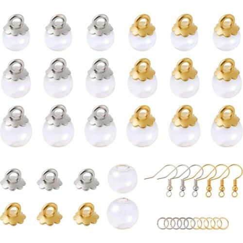 Transparent Crystal DIY Pendant Charm Empty Glass Ball Globe Bottles Earring Necklace Decoration Handmade