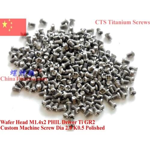 M1.4 Titanium screws M1.4x2 M1.4x3 M1.4x4 M1.4x5 Wafer Head Phillips Driver Ti GR2 Polished
